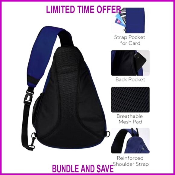 Nylon Sling Backpack Daypack with Water Resistant Multi-Compartment Design